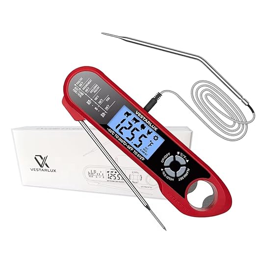 Digital Meat Thermometer – Waterproof Instant Read Food Thermometer for Cooking with Dual Probes, Backlight, Alarm, ºF/ºC for Steak, Oil, Frying, Candy, Grill, BBQ, Smoker, Oven