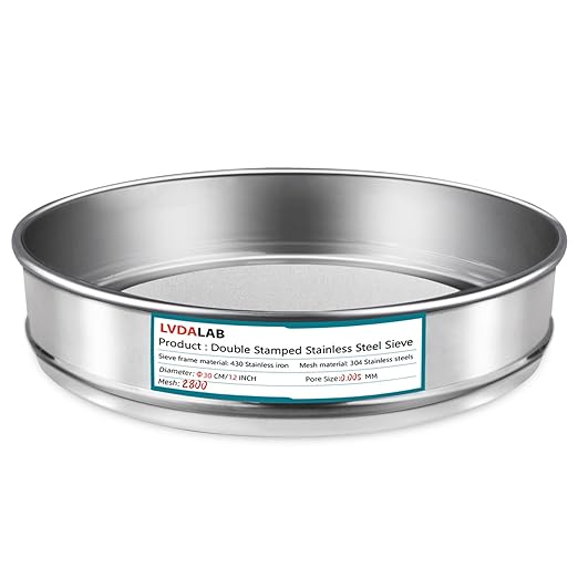 304 Stainless Steel Lab Sieve Screen Mesh, 2800 Mesh(0.003mm) Aperture Test Sieve, 12Inch(30cm) Diameter Economy Standard Analysis Sample Test Sieves for Industrial Laboratory Homes