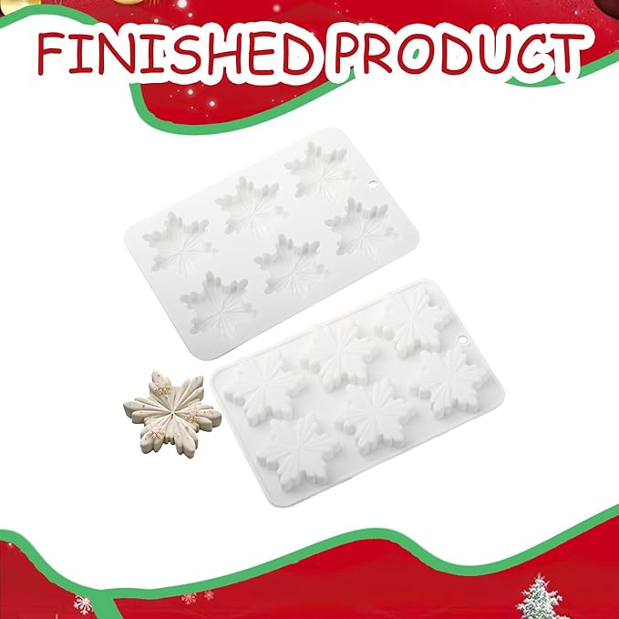 1 Pcs Snowflake Silicone Mold Christmas Chocolate Cake Molds Holiday Candy Baking Fondant Molds Christma Silicone Trays Pan Mold Festival Handmade Soap Ice Cube Biscuit Moulds