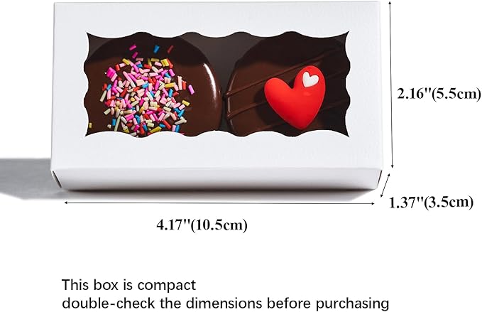 JCXGRVC small treat boxes 100pcs - white candy box with window - 4.17x2.16x1.37 inches - perfect for chocolate, small bakery boxes macaron boxes for 2