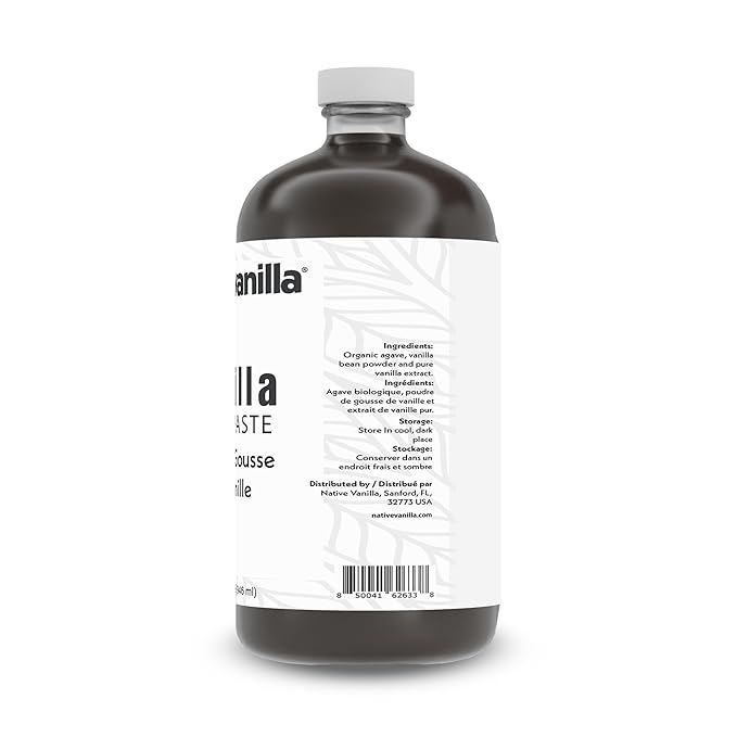 Vanilla Bean Paste - Native Vanilla - All Natural Pure Vanilla Bean Paste - Made with Organic Agave Syrup - For Cooking, Baking & Desserts - 100% Vegan & Kosher - Non-GMO & Gluten-Free - 32 oz
