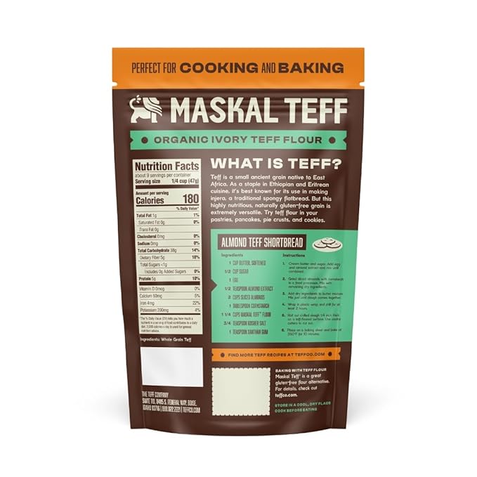 Maskal Teff Organic Ivory Teff Flour, 14 Ounce
