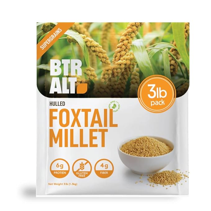 Better Alt 3 LBS SUPER PACK Millet Grain, Superfood of the Year 2023, Gluten Free, Hulled Whole Grain, Foxtail Millet, High Protein, Alternative to Rice, VACUUM SEALED