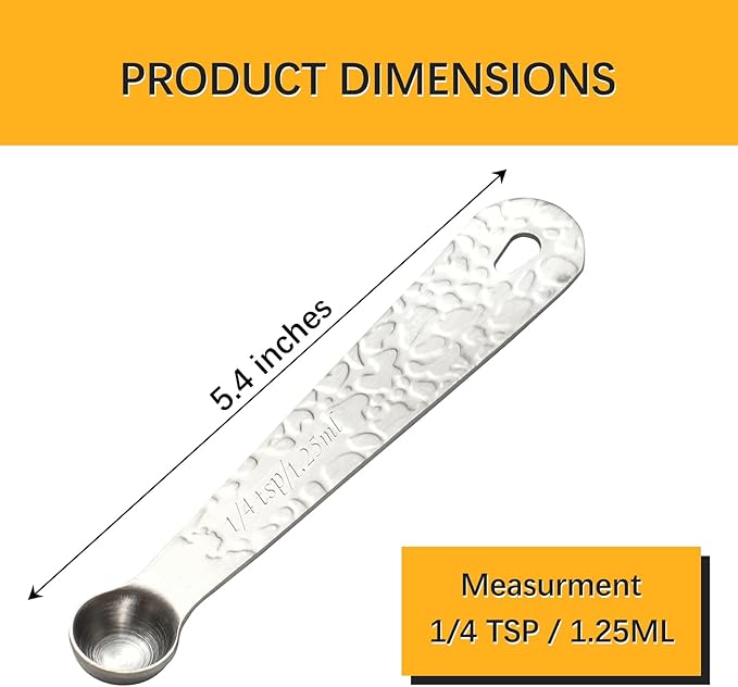 2PCS 1/4tsp(1.25ml) Single Measuring Spoon, Stainless Steel Embossed Measure Scoop Only, Individual Spoon for Cooking and Baking