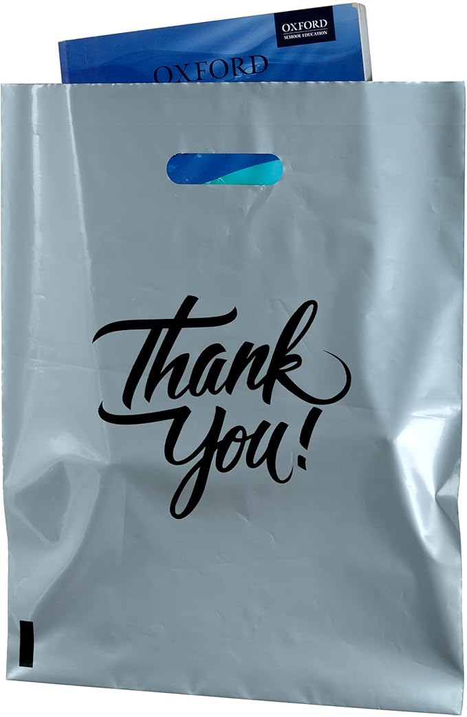 Infinite Pack Thank You Merchandise Bags, Die Cut Handles, Retail Shopping Bags for Boutique - Choose Color & Size