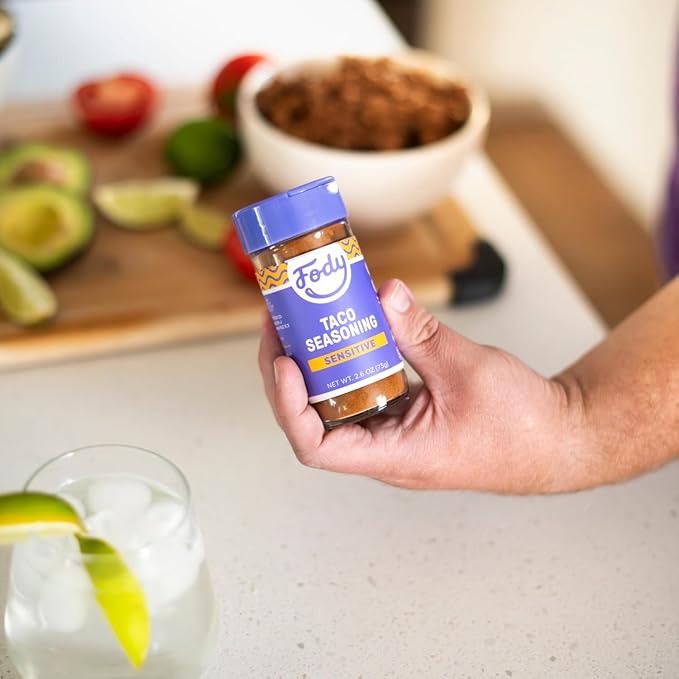Fody Foods Taco Seasoning, 2.6 Oz, Garlic and Onion Free, Low FODMAP Certified, Gut & IBS Friendly, Vegan, Non-GMO, Gluten Free, Keto Friendly