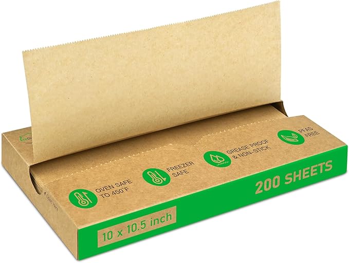 EcoDispose Precut POP UP Deli Paper Sheet Pack of 200, Interfolded Heavy Paper for Food Wrap and Serving (10" x 10-1/2", Kraft）