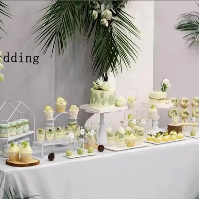 3pcs Metal Cake Stand Set 8''10''12'' Dessert Table Display Perfect for Baby Shower Wedding Birthday (white)