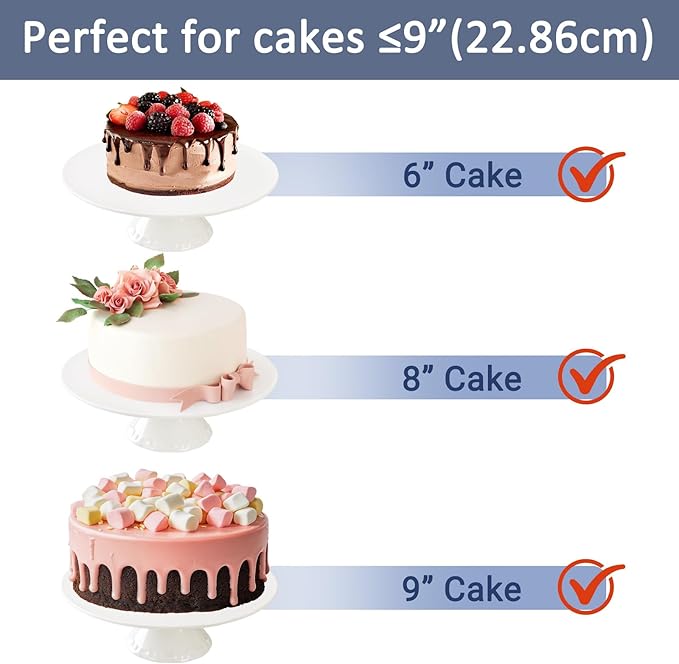 9 Inch White Porcelain Cake Stand, Round Dessert Stand, Display Cupcake Stand for Party, Weddings, Birthday, Baby Shower