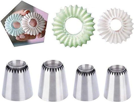 RoseFlower 4 PCS Large Piping Tips Set - Grade Stainless Steel Big Piping Nozzles Kit for Pastry Cupcakes Cakes Cookies Decorating Supplies Baking Set #1