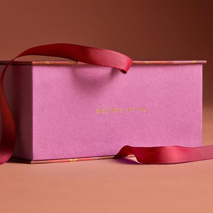 Spring & Mulberry Keepsakeable Holiday Gift Box - Dark Chocolate Bars - Refined Sugar Free Dark Chocolate Sweetened w/Dates, Gluten Free & Vegan Bar Treats - Embellished with Fruits & Florals Gift Set