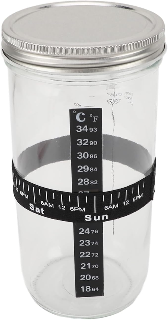 34oz Sourdough Bread Starter Kit, Glass Jar with Silicone Lid, Thermometer, Cloth Cover and Scraper, for Sourdough Bread Baking Supplies, Fun yeast lovers