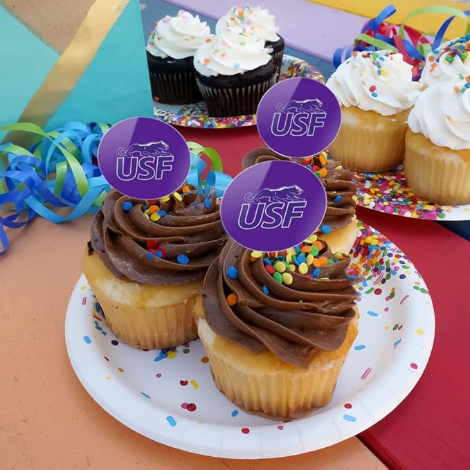 University of Sioux Falls Primary Logo Cupcake Picks Toppers Decoration Set of 6