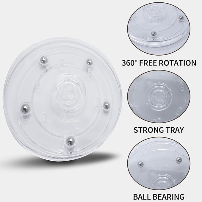 2PCS 4Inch Acrylic Lazy Susan Turntable Platter, Clear Turntable Organizer Round Rotating Plate Revolving Display Base for Spice Rack Table Cake Cookie Decorating