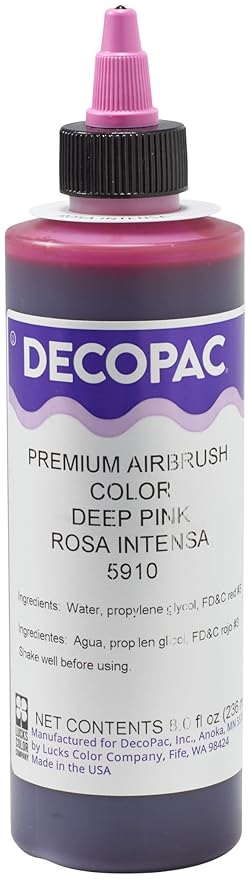 DECOPAC Food Coloring, 8 FL Oz Airbrush Food Color, Edible Airbrush For Cake Decorating, Cookie Airbrush Coloring, Food Airbrush Kit Add-on, Airbrushes For Cake Decorating 8 Fl Oz - Deep Pink