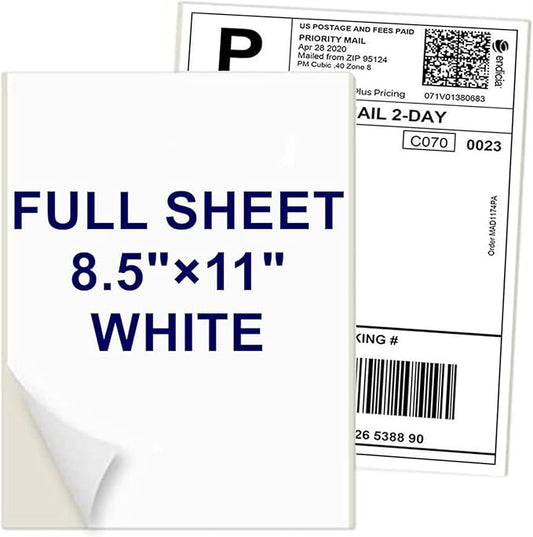 Coopaty Full Sheet Address Labels for Laser/Inkjet Printers, White, 8.5" x 11" Shipping Label, 5000 Labels