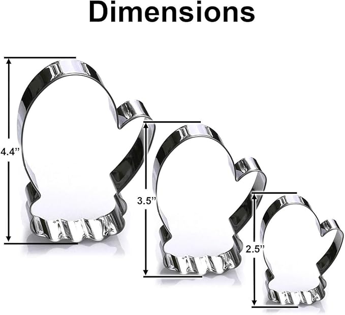 Mitten Cookie Cutter - Stainless Steel - Dishwasher Safe (Mitten 3 Piece)