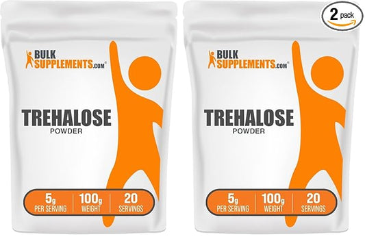 BulkSupplements.com Trehalose Powder - Natural Sweetener, Trehalose Sugar Substitute - Vegan & Gluten Free, 5g per Serving, 100g (3.5 oz) (Pack of 2)