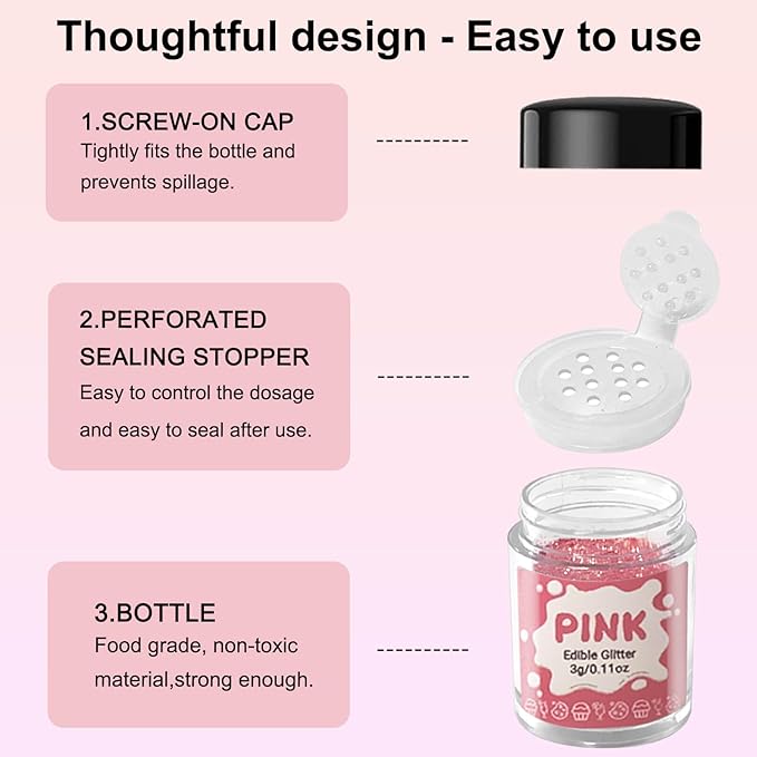 Christmas Drinks Edible Glitter Set for Cocktails - 10 Colors Luster Dust Edible, Drink Food Grade Shimmer Sprinkle Powder for Cakes, Wines, Candy, Cookie, Chocolate, Fondant, Vegan Decoration (3g/Bottle)