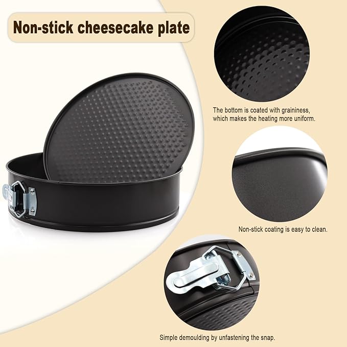 9 Inch Premium Non-stick Springform Pan, Leakproof Round Cheesecake Pan with Removable Bottom, Spring Form for Baking (Black)