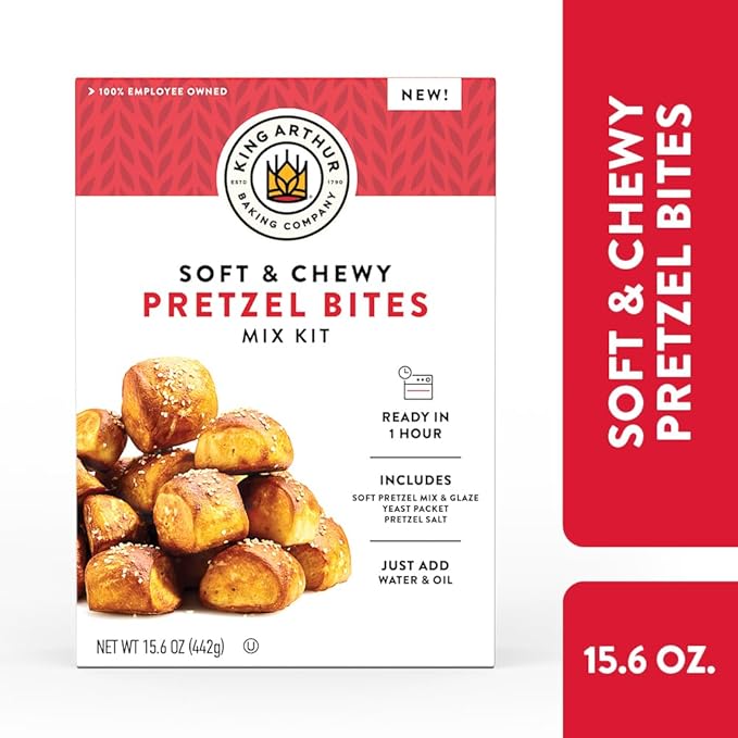 King Arthur Baking Company Soft & Chewy Pretzel Bites Mix Kit 15.6 oz., Baking Mix - Ready in 1 hour (Pack of 2)