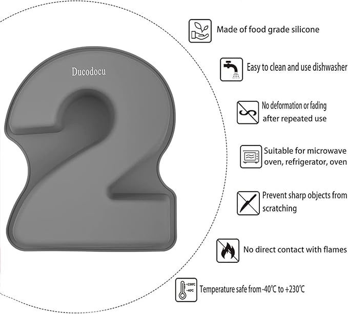 Ducodocu Silicone Number Cake Pan Large 3D Number Cake Mold Baking Forms Novel Cake Tins DIY Baking Mold for 2/20th Birthday Wedding Anniversary 10 inch Number of 1&2, 2 Pack