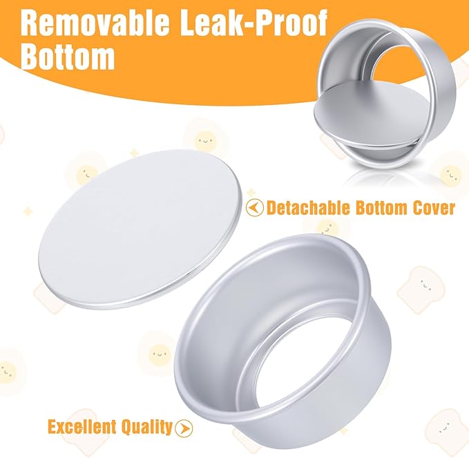 12 Pcs Round Cake Pans with Removable Bottom, 4 Inch Aluminum Cheesecake Baking Mold Non Stick Leakproof Mini Cakes Tins Trays Bakeware for Dessert Pizzas Quiches Birthday Party Anniversary