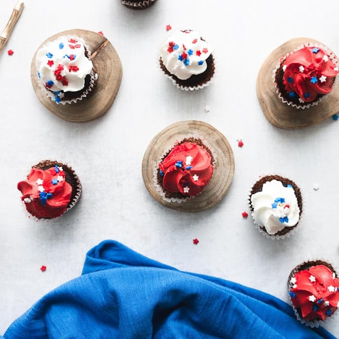 Unpretentious Red, White, and Blue Star Sprinkles, Patriotic Stars, Decorative Dessert Topping (Red, White, and Blue)