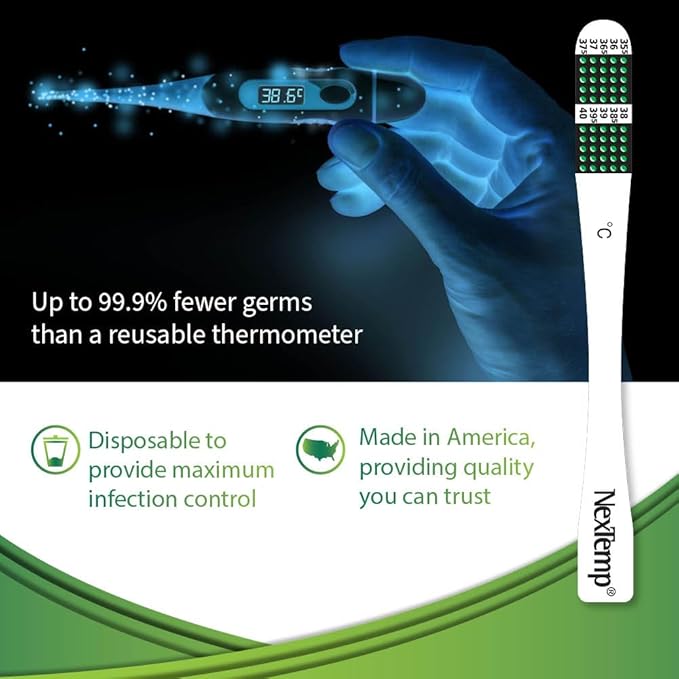 NexTemp® Single-Use Thermometers: Individually Wrapped, Disposable, Providing Superior Accuracy and Maximum Infection Control. Perfect for Work, Schools, First-Aid, Home, and Travel, Celsius, 100-Pack