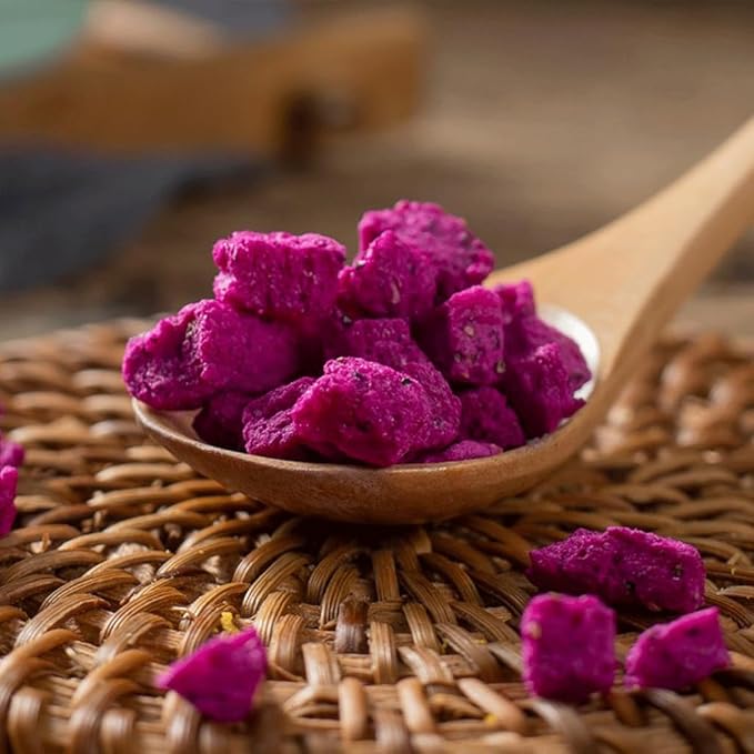 Mkostlich Freeze-dried Dragon Fruit, 200g/2x3.52oz Dragon Fruit Snacks with 1 Ingredients, No Sugar Added, Dragonfruits Cube for Drink, Baking, Breakfast Cereal