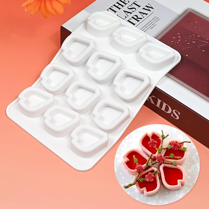mostsom Peach Blossoms 3D Silicone Mold For Baking Non-Stick Sphere Baking Mold For Mousse Cake Fondant Sugarcraft Dessert Pastry Tools (J_ Peach Blossoms)