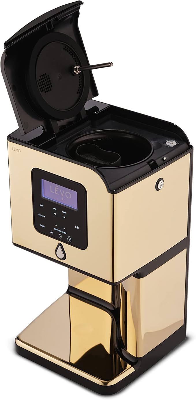 LEVO Lux - Premium Herbal Oil Infusion Machine - Botanical Extractor - Herb Dryer, Decarboxylator, & Oil Infuser - Gourmet Edible Infusion Maker - For Infused Gummies, Brownies & More - Gold