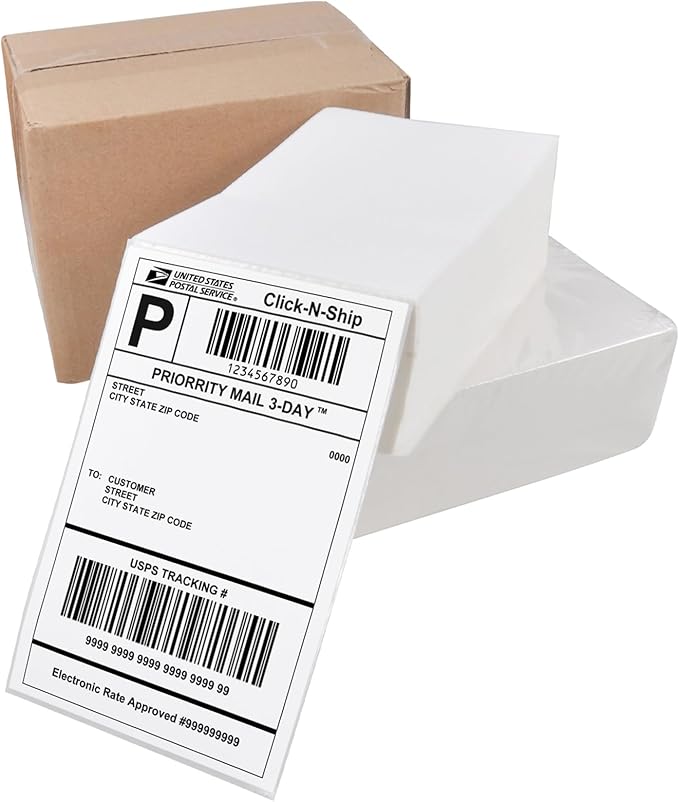 L LIKED 1000 4x6 Thermal Labels Fanfold, Direct Thermal Shipping Labels - Perforated and Strong Adhesive