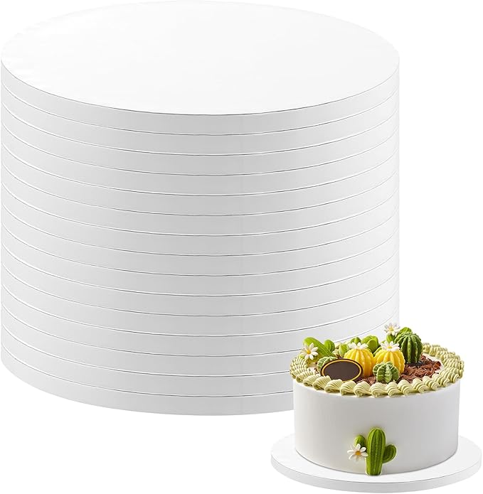 15 Pack Cake Drums 10 Inch Round Cake Boards White 1/2” Thick Cake Drum Corrugated Cardboard Cake Base for Multi-Layer Cakes Sturdy Cake Decorating Supplies