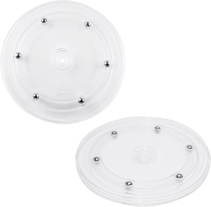 Murtenze 2Pcs 6 Inch Acrylic Turntable Organizer, Rotating Swivel Stand Spinner with Steel Ball Bearings for Kitchen Corner Cabinets Spice Rack Cake Decorating. (150mm,Clear)