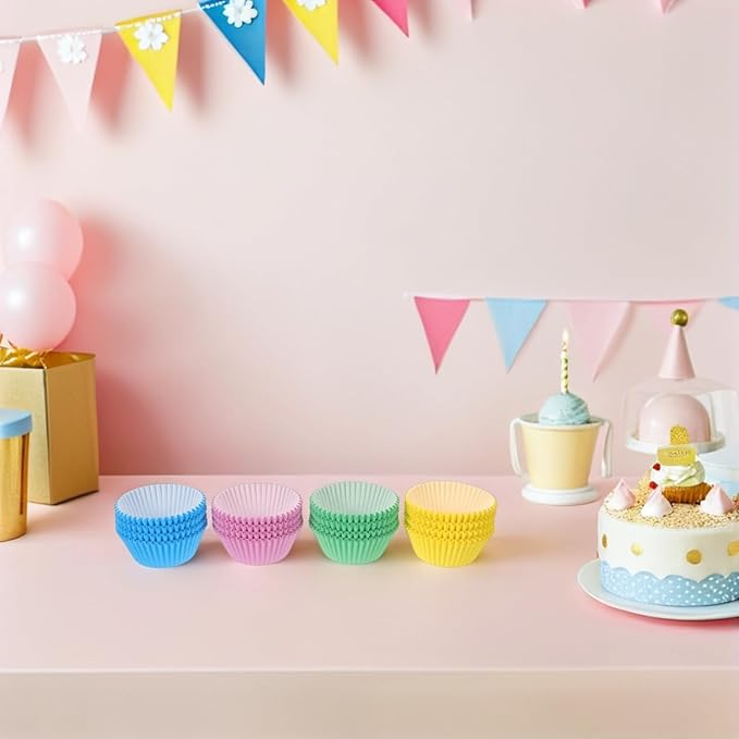 Toyvian 400-count Mini Cupcake Liners for Baking Bright Rainbow Standard Cupcake Liners Solid Colorful Paper Baking Cups for Candy Cups And Cake Balls