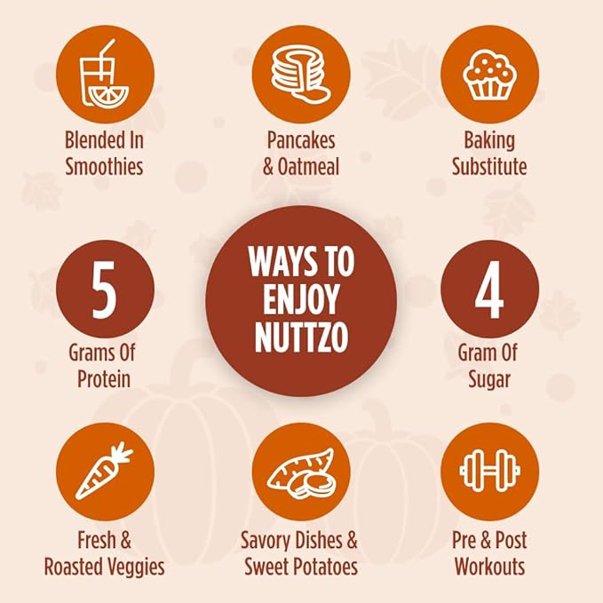 NuttZo Pumpkin Spice Power Fuel 7 Nuts and Seeds Butter, Seasonal Edition, Made with Cashews, Almonds, Brazil Nuts, Flax Seeds, Chia Seeds, Pumpkin Seeds, and Hazelnuts, 5g Protein, 16 oz Jar