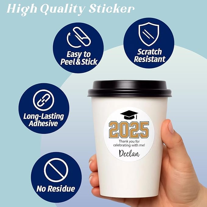 Custom Stickers Personalized Labels on Roll – Waterproof Vinyl Sticker Customized with Logo, Text or Image | Custom Stickers for Business Logo, Thank You Labels,Name Sticker – Multi Sizes & Shapes