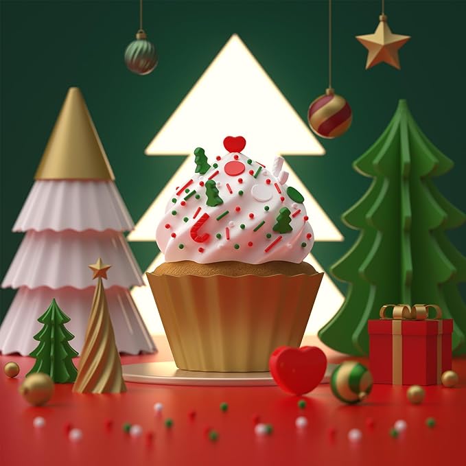 Christmas Sprinkles for Baking, 6 Cell Mix Sprinkles for Christmas Cake Decorating Fancy Sanding Sugar Sprinkles Colorful Sprinkles for Ice Cream,Donut,Chocolate Candy,Cookies Decorating - 6.7 oz