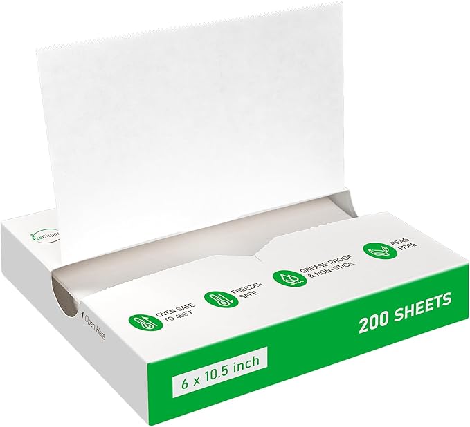 EcoDispose Precut POP UP Deli Paper Sheet Pack of 200, Interfolded Heavy Paper for Food Wrap and Serving (6" x 10-1/2", White）