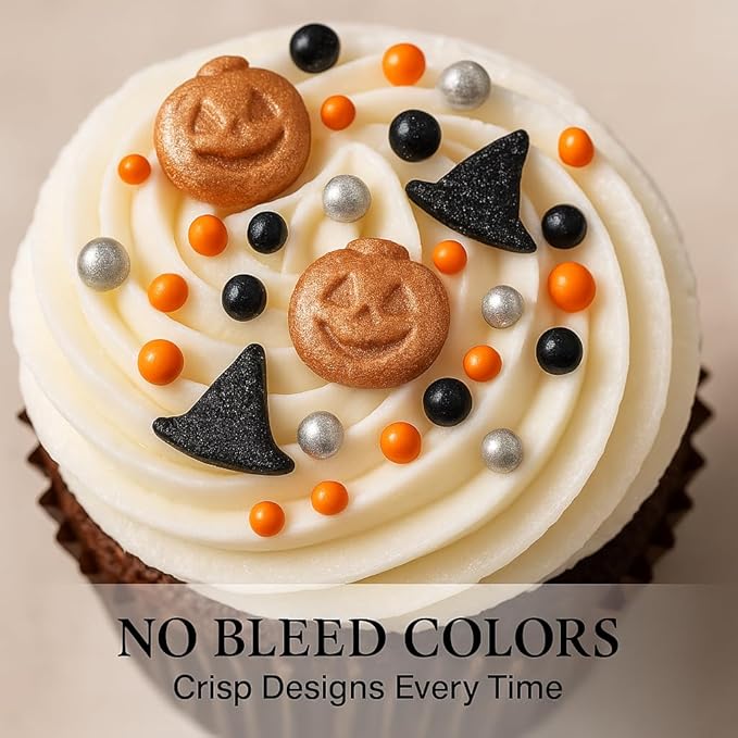 Confect Halloween Edible Sprinkles Bottle | Spooky Cake Decorations for Halloween Cupcakes, Cookies, Treats | Festive Sprinkle Mix for Baking – Witch, Ghost, Pumpkin Shapes – 4.2 Oz (HLWNBOX-BT-11)