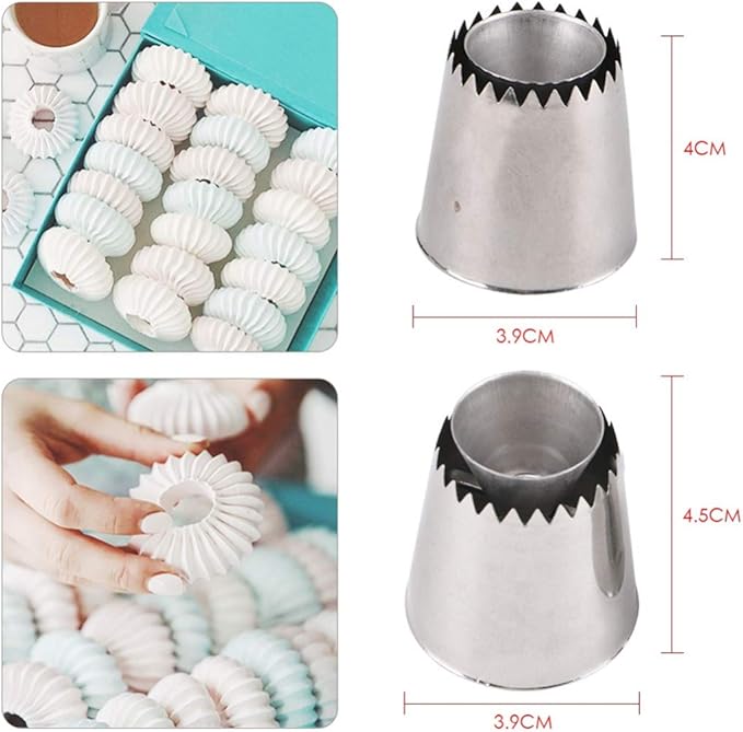 FantasyDay Cake Decorating Set, 2 Pieces Stainless Steel Icing Piping Nozzles Tips Kit with Reusable Piping Bag - Christmas Birthdays Anniversary Wedding Cakes Cookies Dessert Pastry DIY Making Tools