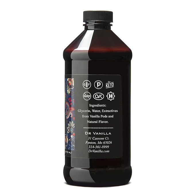 Alcohol-Free Natural Vanilla, Nature Sourced For Baking, Sweet Drinks And More, Small Batch Handcrafted From Madagascar Bourbon Vanilla Pods (16oz)