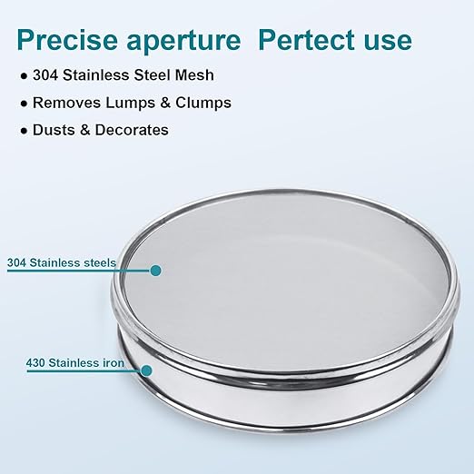 304 Stainless Steel Lab Sieve Screen Mesh, 500 Mesh (0.03mm) Aperture Test Sieve, 12Inch(30cm) Diameter Economy Standard Analysis Sample Test Sieves for Industrial Laboratory Homes