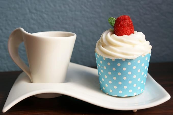 Paper Baking Cups (Polka Dots), Greaseproof Disposable Cupcake Liners (Turquoise, Large Cups (50-Pack))