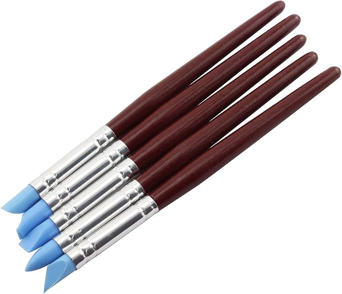 Tegg Clay Sculpting Tool 5PCS 5 Size Rubber Tip Silicon Brushes Pottery Clay Pen Shaping Carving Tools