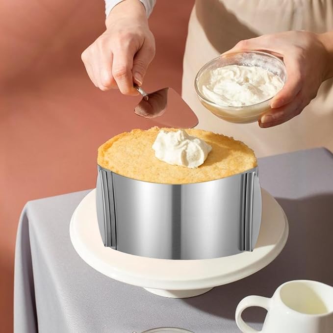 2 Pcs Cake Mold 15 cm High, 6 to 12'' Adjustable Ring Cake Baking Supplies Rings Round Stainless Steel Decorating Bakeware Tools with Scaling for Mousse Baking Dessert Making(2 Pcs,15 cm)