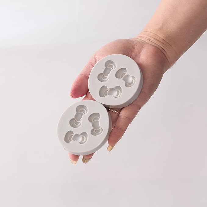 Bow Silicone Fondant Molds 4PCS Gray Liquid Silicone Cake Decoration Moulds for Baking DIY Tools Chocolate Candy Resin Crafts（2.36Inch）