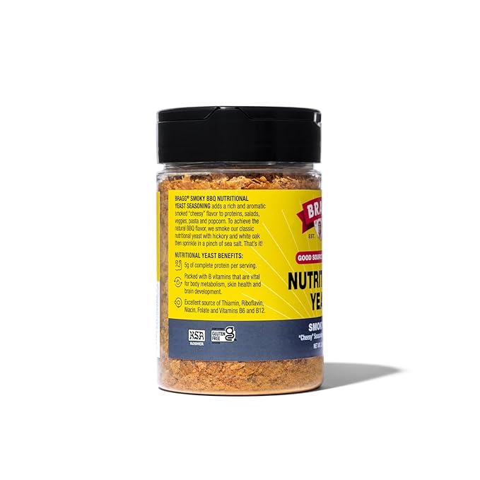 Bragg Nutritional Yeast Smoky BBQ Seasoning - 3 oz - Dairy-Free Parmesan Cheese Substitute - Perfect for Salads, Pastas, Popcorn, and More
