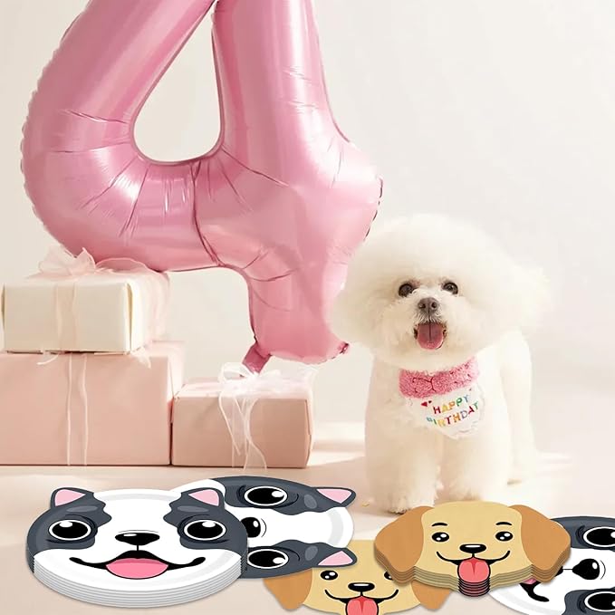 40pcs Dog birthday Party Decoration,include 20pcs 7inch dessert plate, 20 Napkin,Used for Dog birthday Party Supplies (multicolor 2)